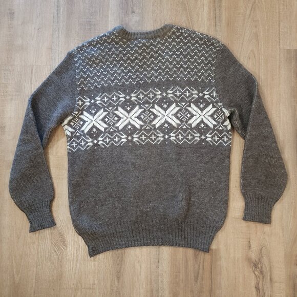 Vintage Brown Cream Fair Isle Brown Wool Blend Sweater Unisex M - Picture 8 of 8